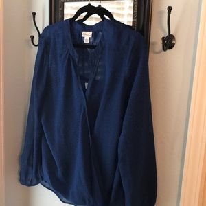 Cobalt blue faux wrap top